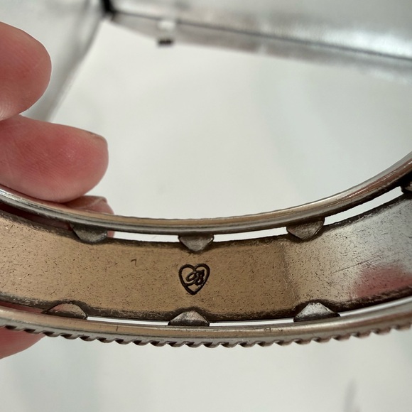 Brighton Unity Bangle Bracelet silver and gold-tone and a hinged opening 6.25” - Picture 6 of 7